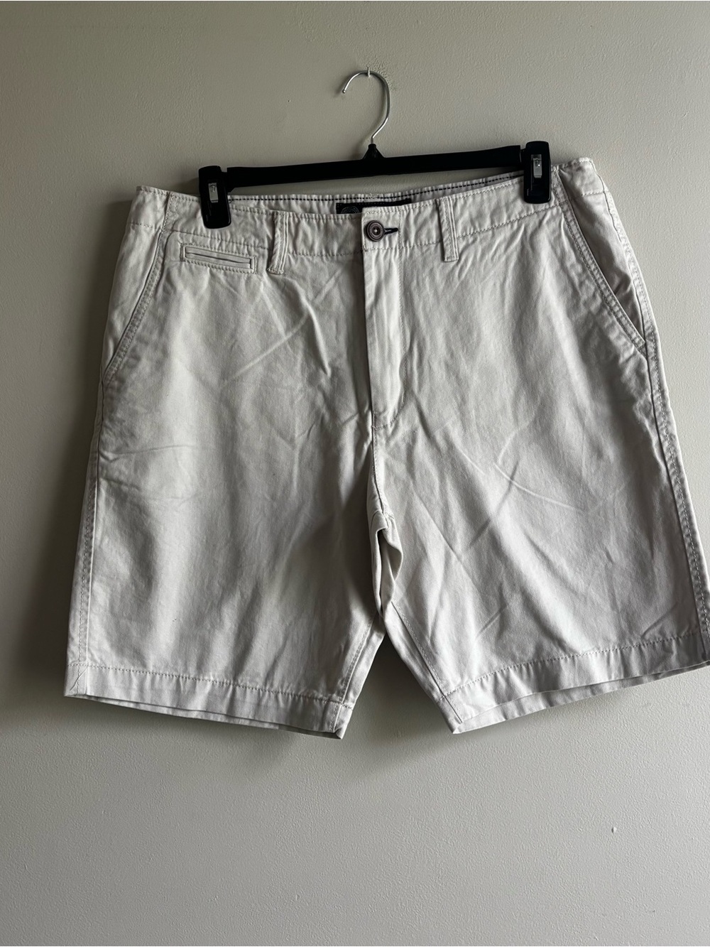Y2K American Eagle Outfitters Men's Flat-Front Shorts - Light Cream